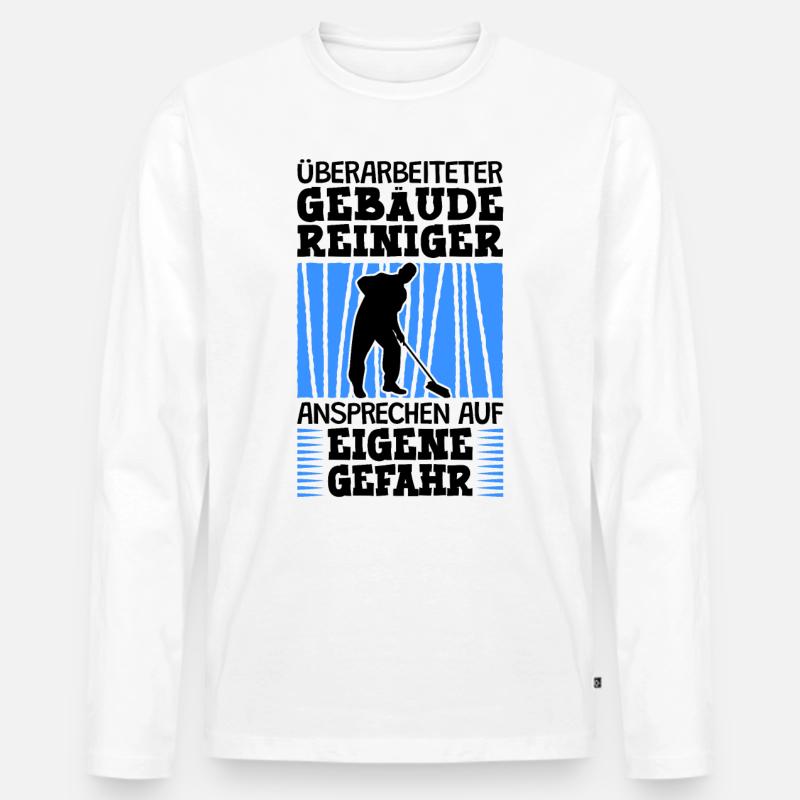 Überarbeiteter Gebäudereiniger Fensterputzer - Männer Premium Bio Langarmshirt - Weiß