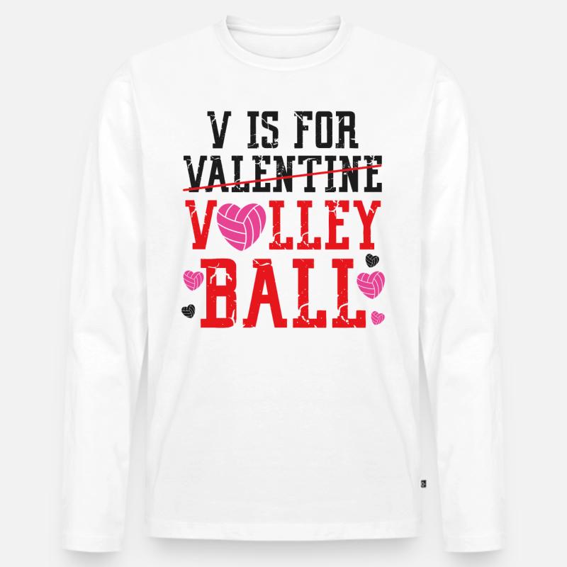 Volleyball Player Team Valentines - Männer Premium Bio Langarmshirt - Weiß