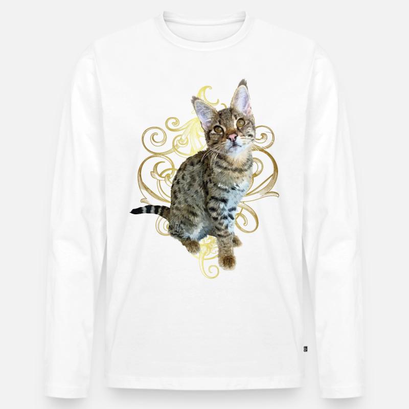 Tabby - Männer Premium Bio Langarmshirt - Weiß