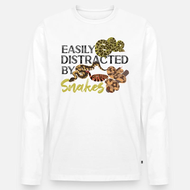 Snake Serpent Easily Distracted By - Männer Premium Bio Langarmshirt - Weiß