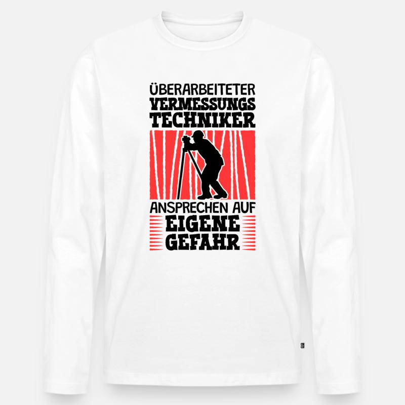 Überarbeiteter Vermessungstechniker Vermesser - Männer Premium Bio Langarmshirt - Weiß