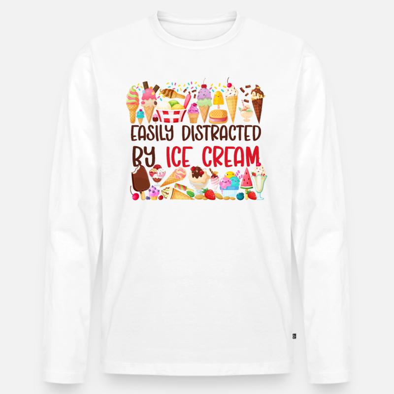 Ice Cream Cone Popsicle Easily - Männer Premium Bio Langarmshirt - Weiß