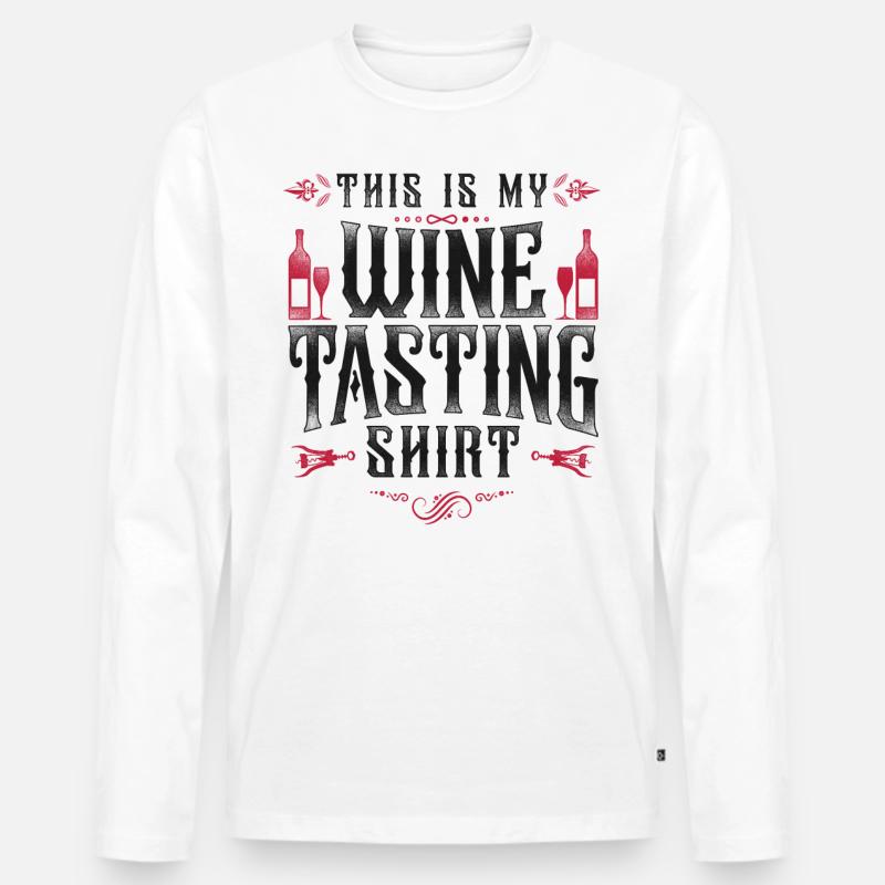 Sommelier Wine Drinking Tasting - Männer Premium Bio Langarmshirt - Weiß