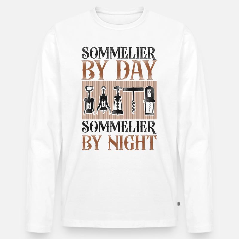 Sommelier Wine Drinking Tasting - Männer Premium Bio Langarmshirt - Weiß