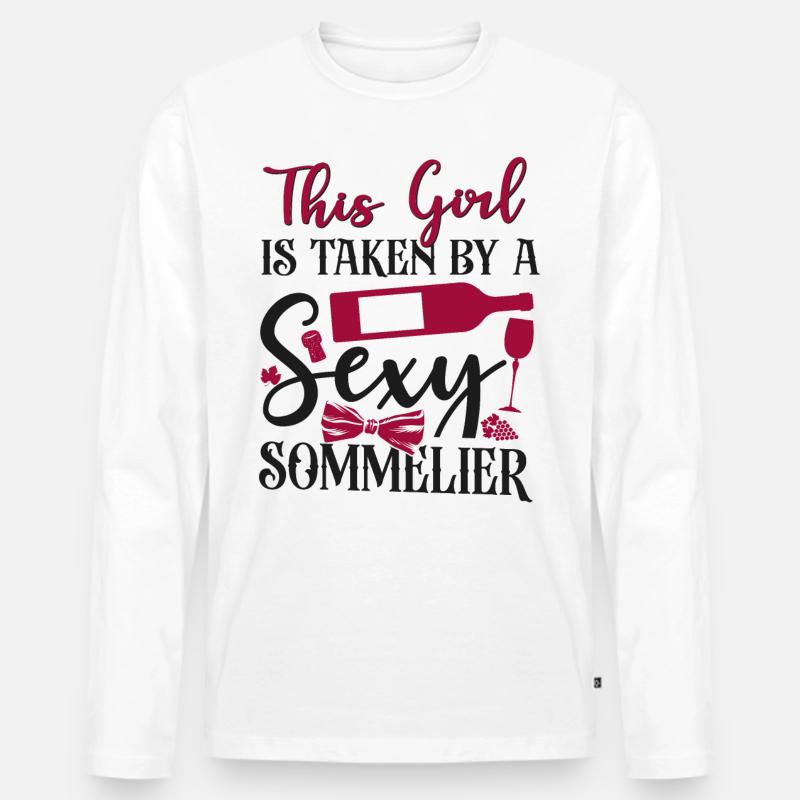 Sommelier Wine Drinking Tasting - Männer Premium Bio Langarmshirt - Weiß