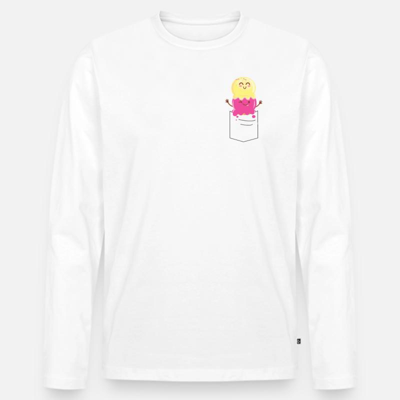 Ice Cream Pocket Cone - Männer Premium Bio Langarmshirt - Weiß