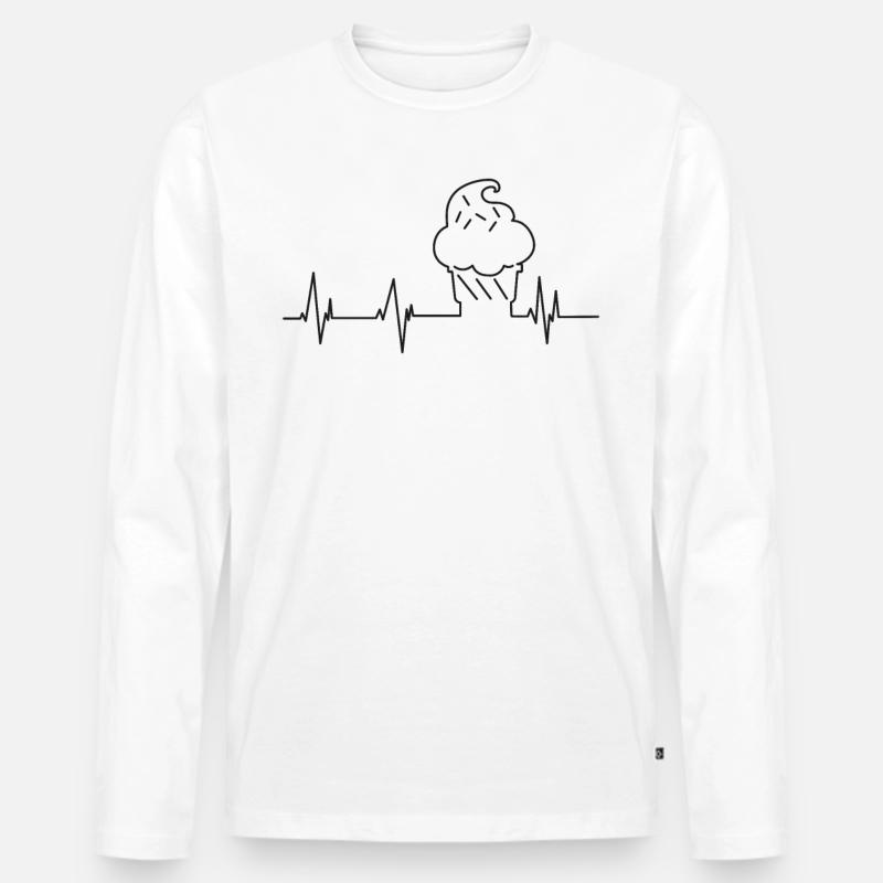 Ice Cream Heartbeat Cone Sundae - Männer Premium Bio Langarmshirt - Weiß