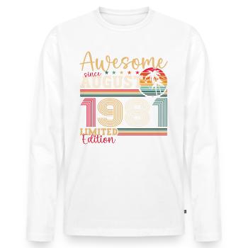 Awesome since August 1981 41st Birthday Gift - Men's Premium Organic Long Sleeve Shirt - white - Front - Nico (187cm)