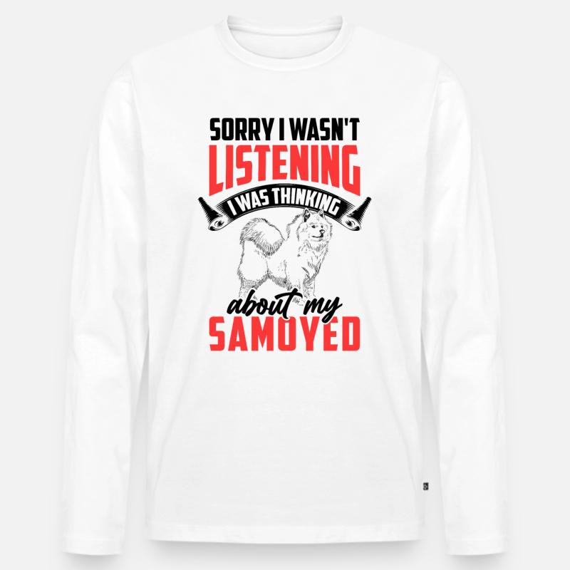 Samojede war abgelenkt Samojedenspitz - Männer Premium Bio Langarmshirt - Weiß