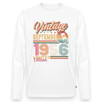 Septembre Né 1956 Cadeau du 66e anniversaire - T-shirt manches longues Premium bio Homme - blanc - Devant - Nico (187cm)
