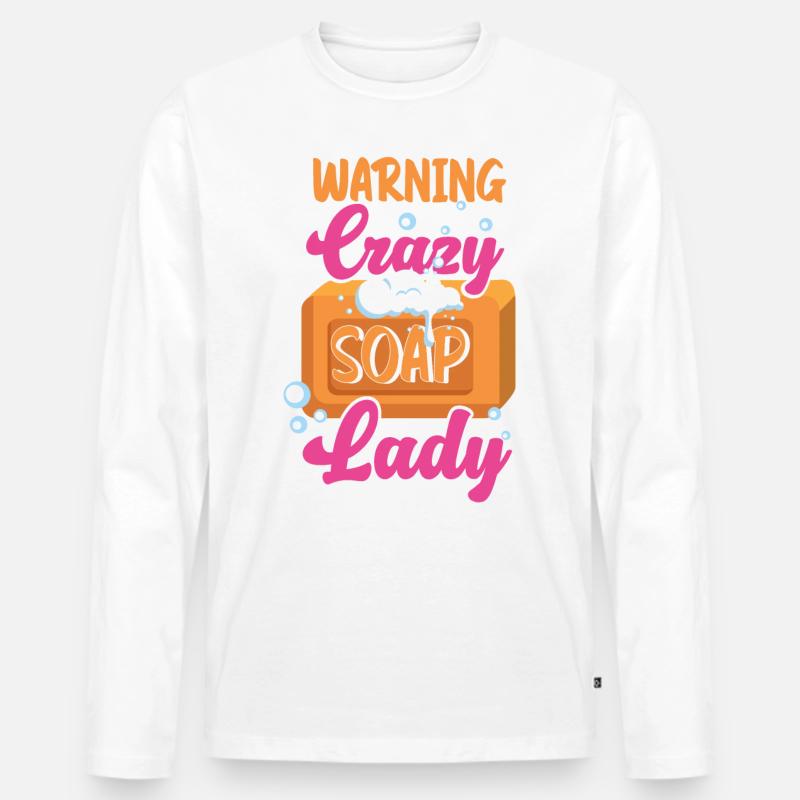 Soap Making Crafting Warning Crazy - Männer Premium Bio Langarmshirt - Weiß