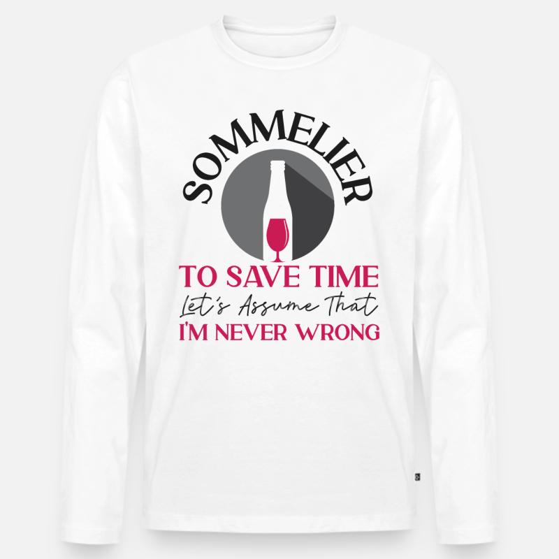 Sommelier Wine Drinking Tasting - Männer Premium Bio Langarmshirt - Weiß