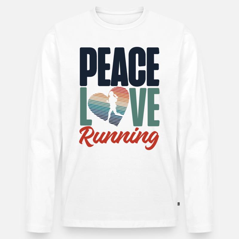 Running Runner Half Marathon - Männer Premium Bio Langarmshirt - Weiß