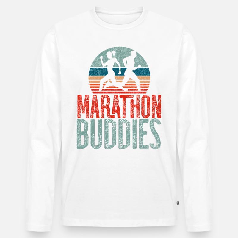 Running Runner Half Marathon - Männer Premium Bio Langarmshirt - Weiß