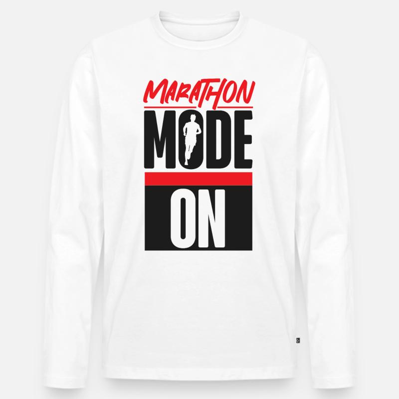 Running Runner Half Marathon - Männer Premium Bio Langarmshirt - Weiß