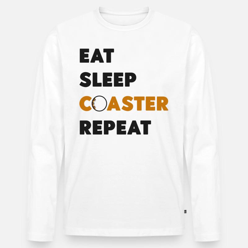 Roller Coaster Eat Sleep Coaster - Männer Premium Bio Langarmshirt - Weiß