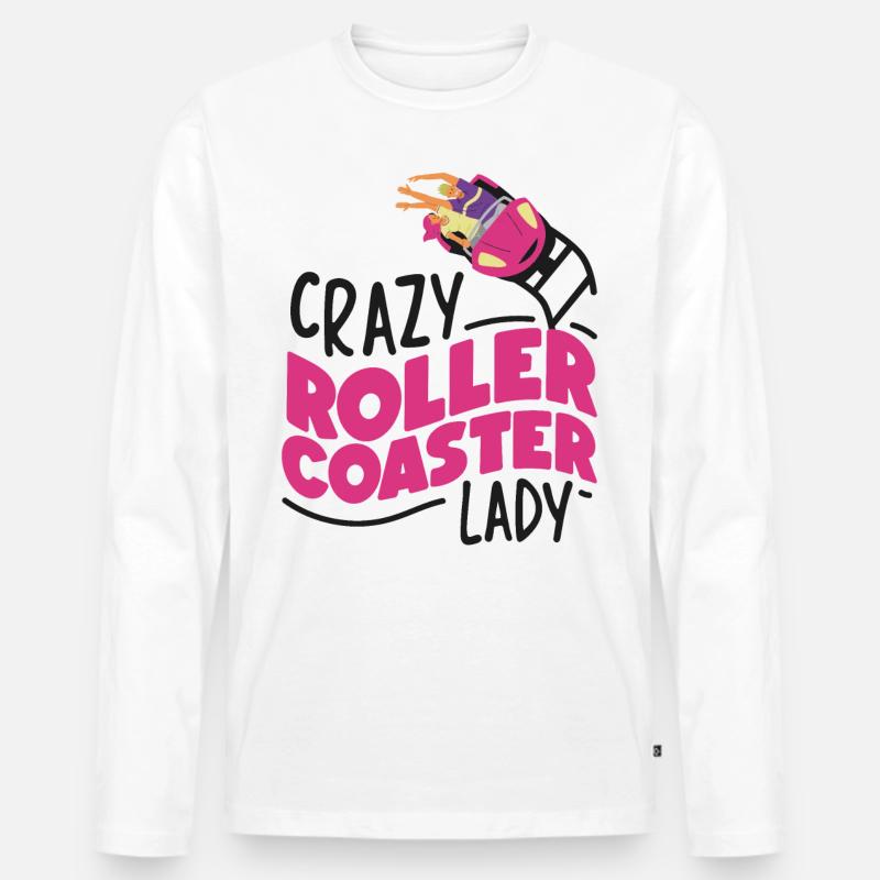 Roller Coaster Girl Crazy Roller - Männer Premium Bio Langarmshirt - Weiß
