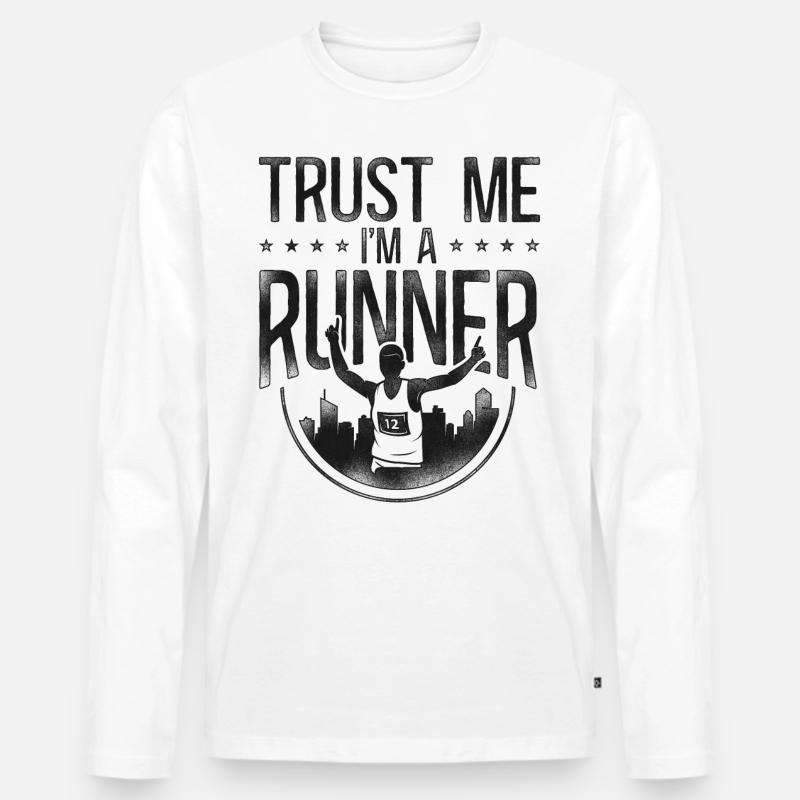 Running Runner Half Marathon - Männer Premium Bio Langarmshirt - Weiß