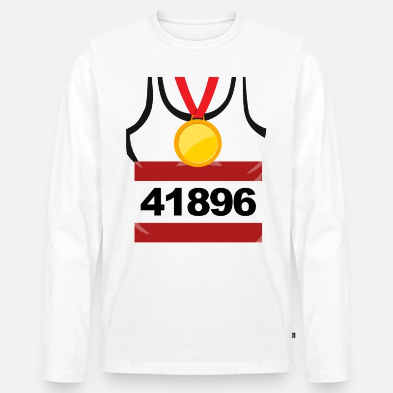 Running Runner Half Marathon - Männer Premium Bio Langarmshirt - Weiß