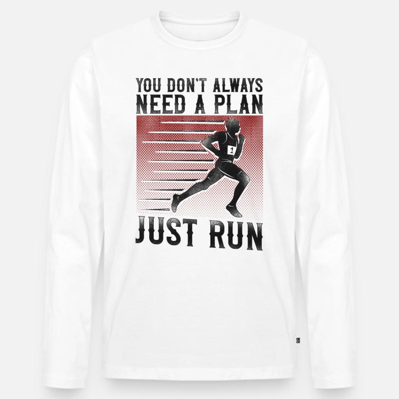 Running Runner Half Marathon - Männer Premium Bio Langarmshirt - Weiß