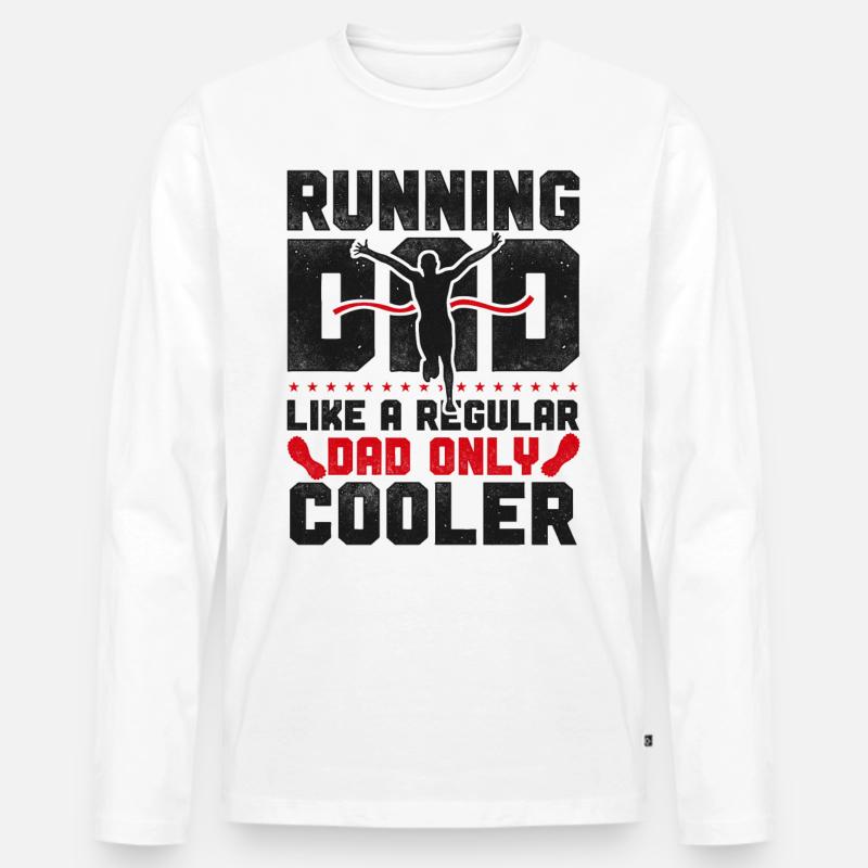 Running Runner Half Marathon Dad - Männer Premium Bio Langarmshirt - Weiß