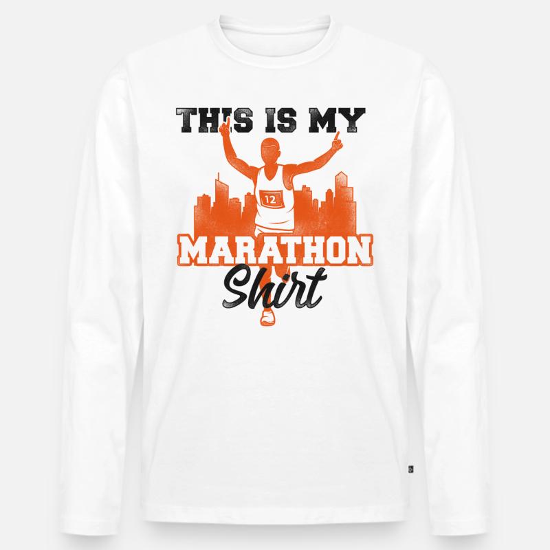 Running Runner Half Marathon - Männer Premium Bio Langarmshirt - Weiß