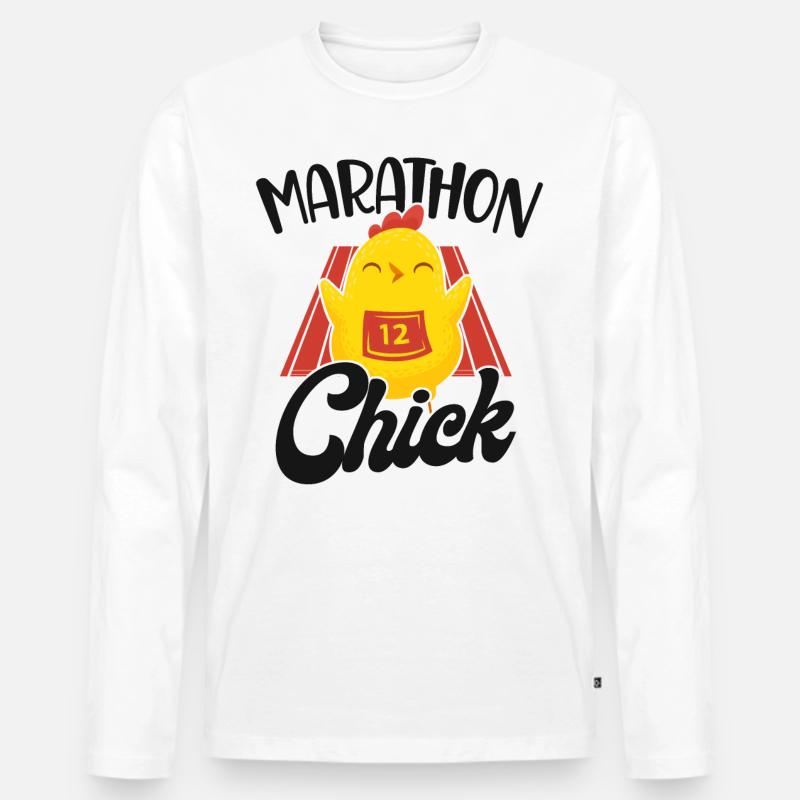 Running Runner Half Marathon - Männer Premium Bio Langarmshirt - Weiß