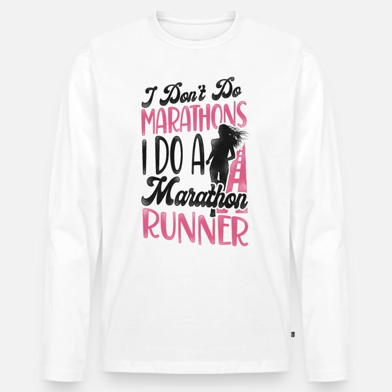 Running Runner Half Marathon - Männer Premium Bio Langarmshirt - Weiß