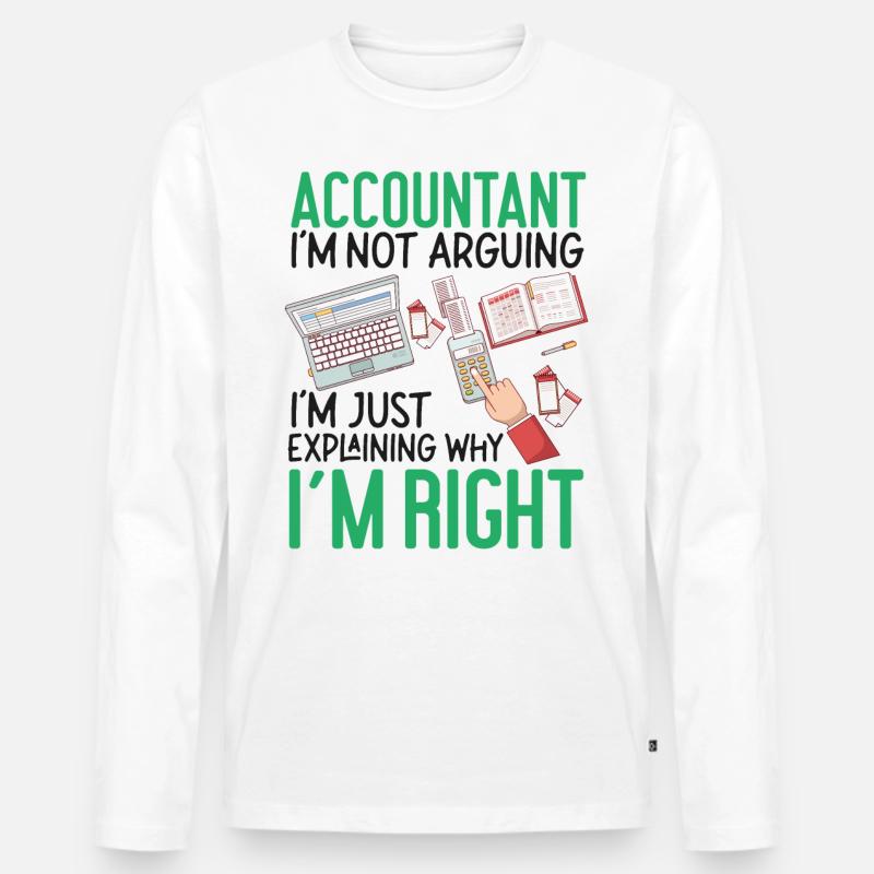 Comptable Comptable Comptable - T-shirt manches longues Premium bio Homme - blanc