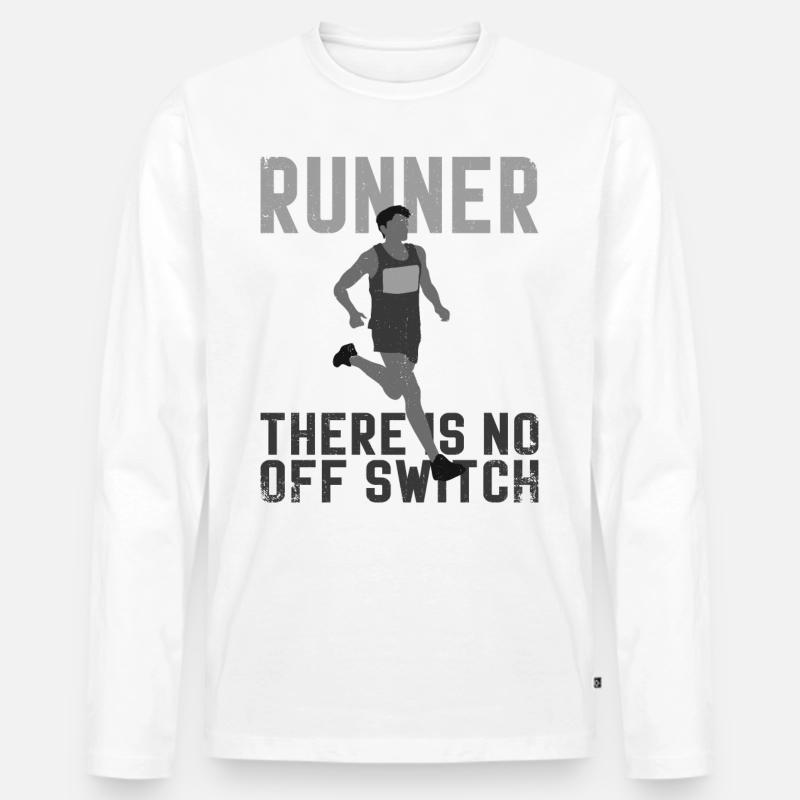 Running Runner Half Marathon - Männer Premium Bio Langarmshirt - Weiß