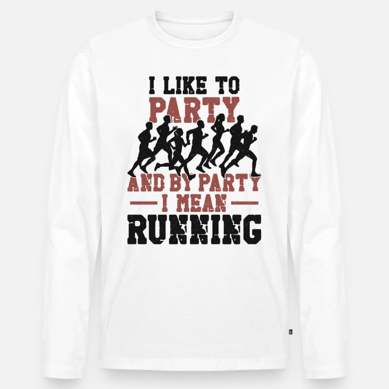 Running Runner Half Marathon - Männer Premium Bio Langarmshirt - Weiß