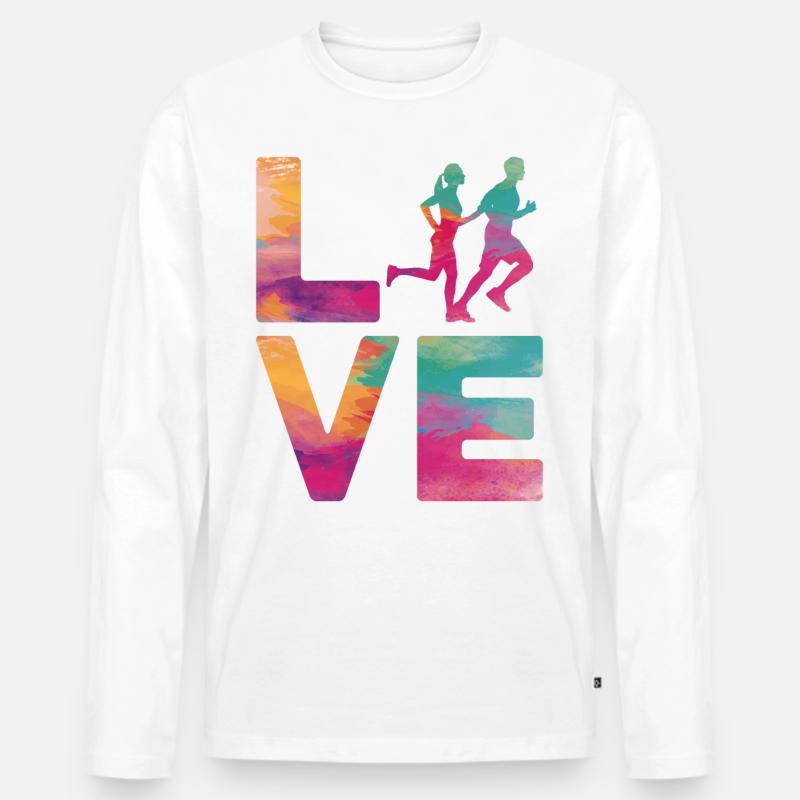 Running Runner Half Marathon - Männer Premium Bio Langarmshirt - Weiß