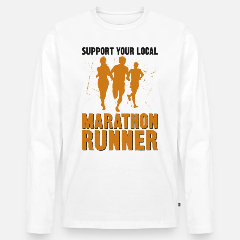 Running Runner Half Marathon - Männer Premium Bio Langarmshirt - Weiß