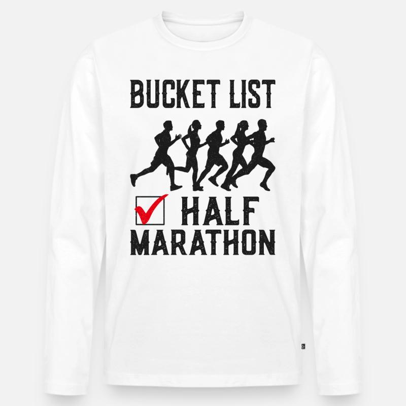Running Runner Half Marathon - Männer Premium Bio Langarmshirt - Weiß