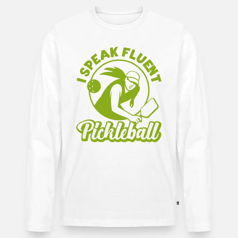 Pickleball Retro I Speak Fluent - Männer Premium Bio Langarmshirt - Weiß