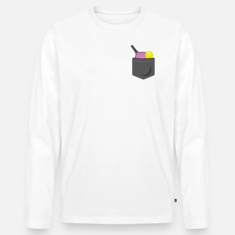 Pickleball Pocket - Männer Premium Bio Langarmshirt - Weiß