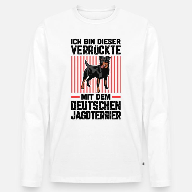 Ich bin der Verrückte mit dem Jagdterrier - Männer Premium Bio Langarmshirt - Weiß