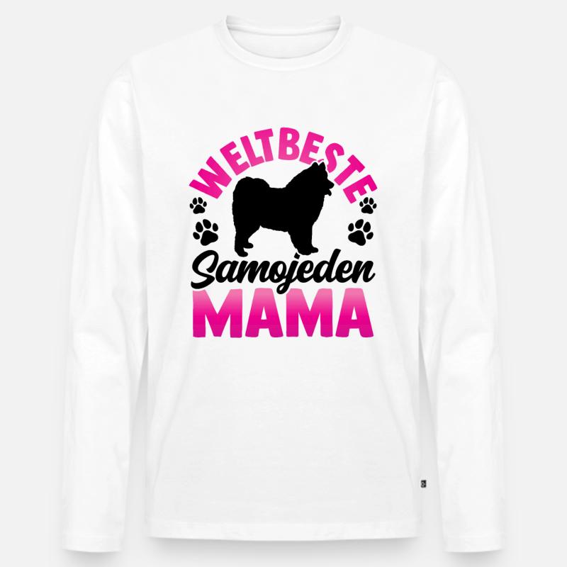 Weltbeste Samojede Mama Samojedenspitz - Männer Premium Bio Langarmshirt - Weiß