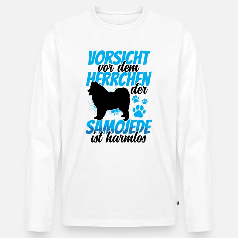 Samojede ist harmlos Samojedenspitz - Männer Premium Bio Langarmshirt - Weiß