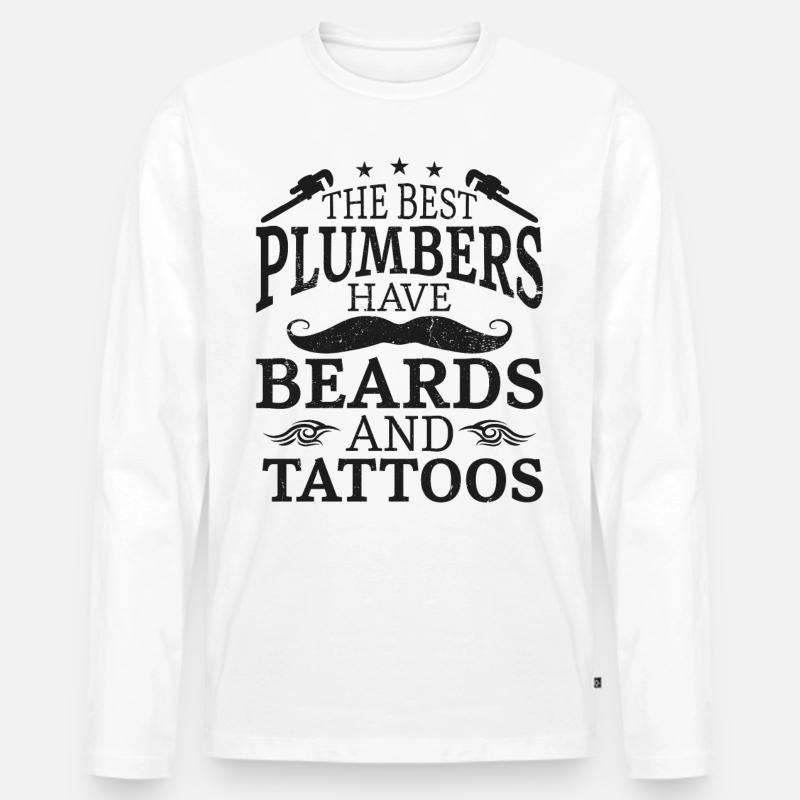 Plumbing Plumber Beard Tattoo - Männer Premium Bio Langarmshirt - Weiß