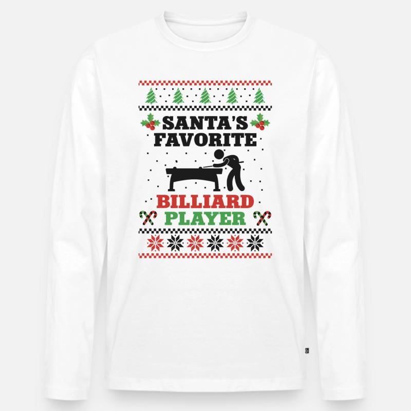 Billiards Pool Player Ball - Männer Premium Bio Langarmshirt - Weiß