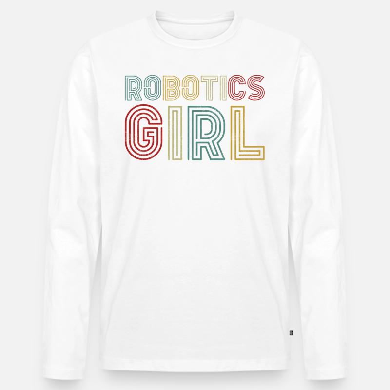 Robot Robotics Engineer Girl - Männer Premium Bio Langarmshirt - Weiß