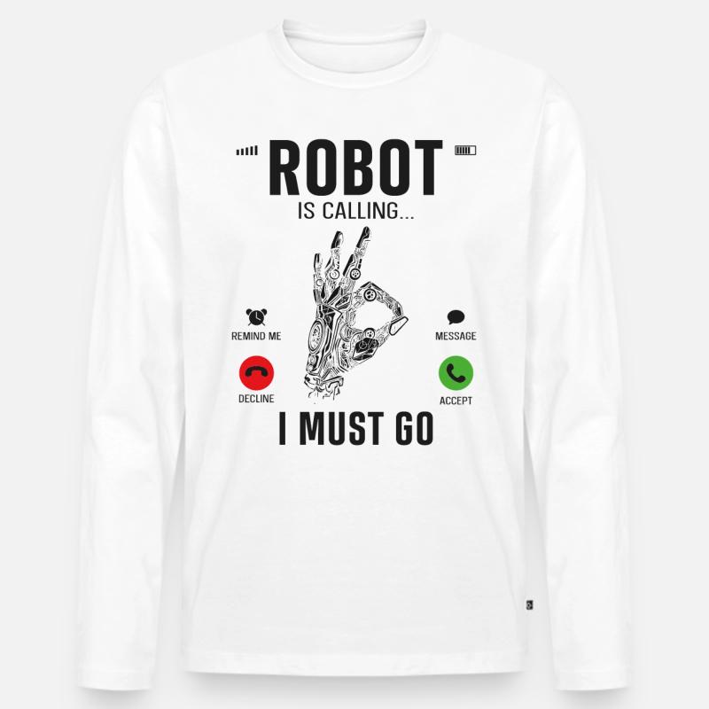 Robot Robotics Engineer Phone - Männer Premium Bio Langarmshirt - Weiß