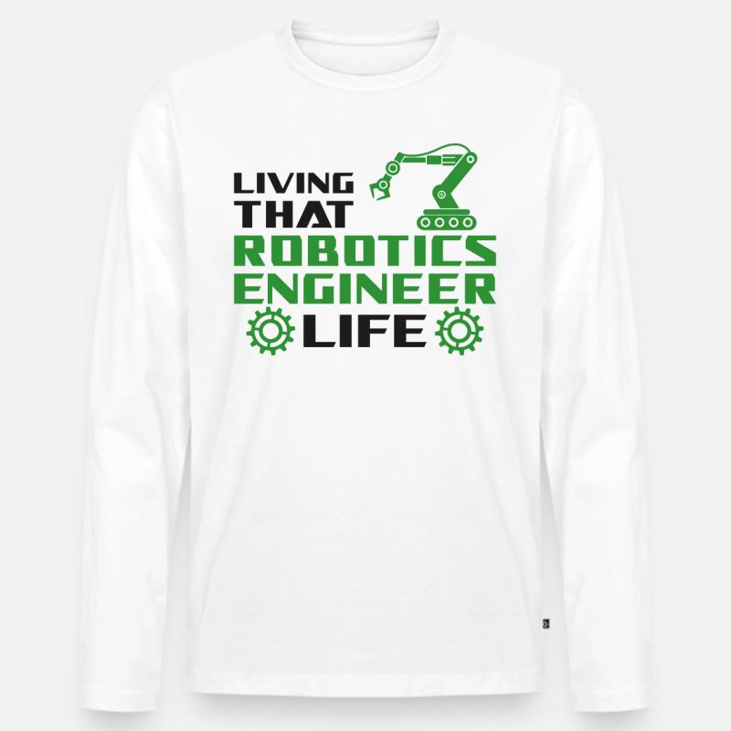Robot Robotics Engineer Living - Männer Premium Bio Langarmshirt - Weiß