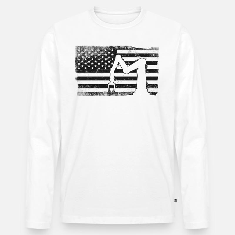 Robot Robotics Engineer American - Männer Premium Bio Langarmshirt - Weiß