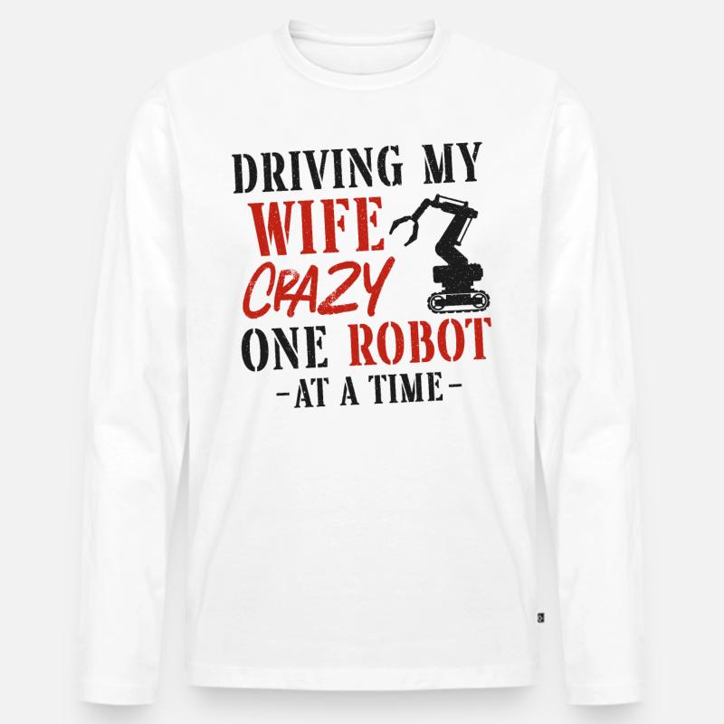 Robot Robotics Engineer Wife - Männer Premium Bio Langarmshirt - Weiß