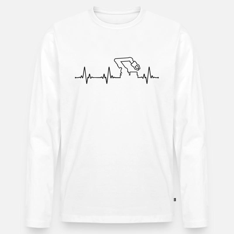 Robot Robotics Engineer Heartbeat - Männer Premium Bio Langarmshirt - Weiß