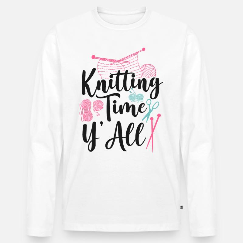 Knitting Knitter Knitting Time - Männer Premium Bio Langarmshirt - Weiß