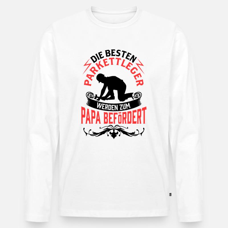 Parkettleger wird zum Papa Fußbodenleger - Männer Premium Bio Langarmshirt - Weiß
