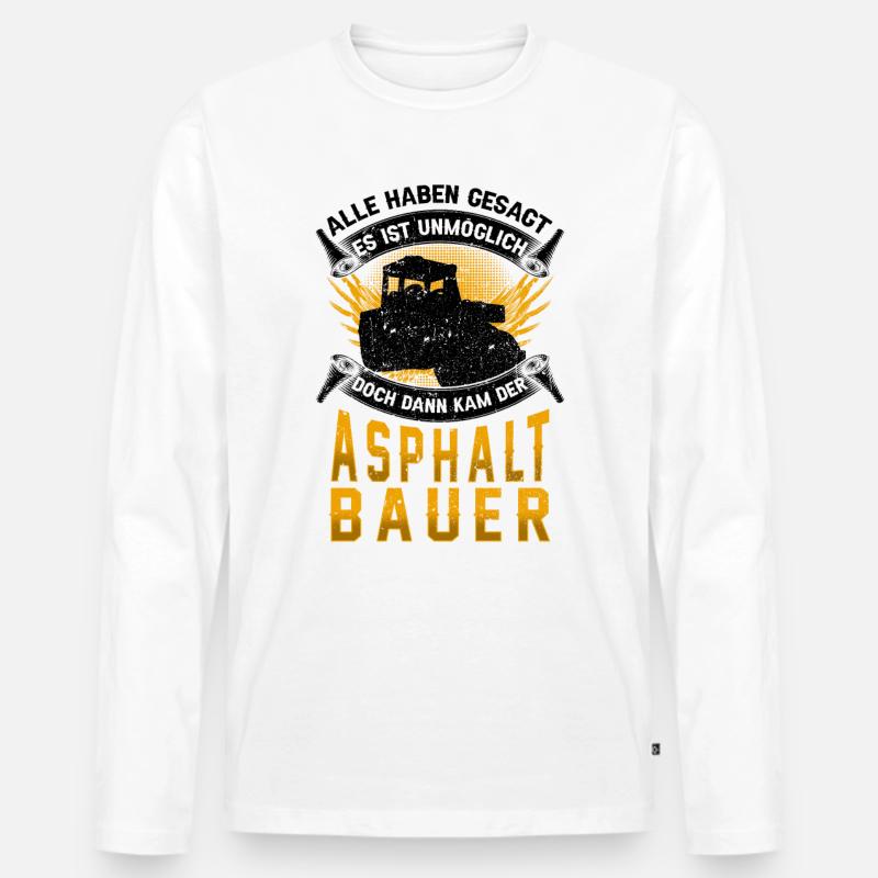 Asphaltbauer unmöglich Straßenbauer - Männer Premium Bio Langarmshirt - Weiß